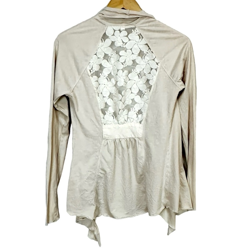 Anthropologie Tiny Lace Back Ruffle Long Sleeve Open Cardigan Women’s Sz Small